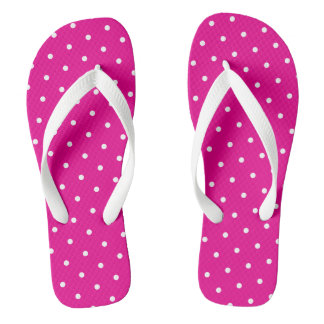 Tongs Stylish White Polka Dots On Bright Tropical Pink