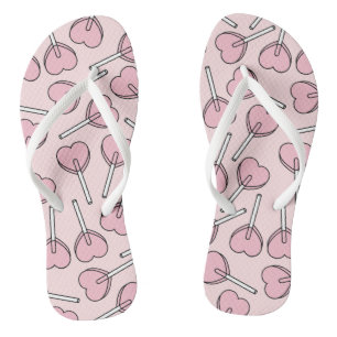 Tongs Sucettes roses, sucettes en forme de cœur, motif d