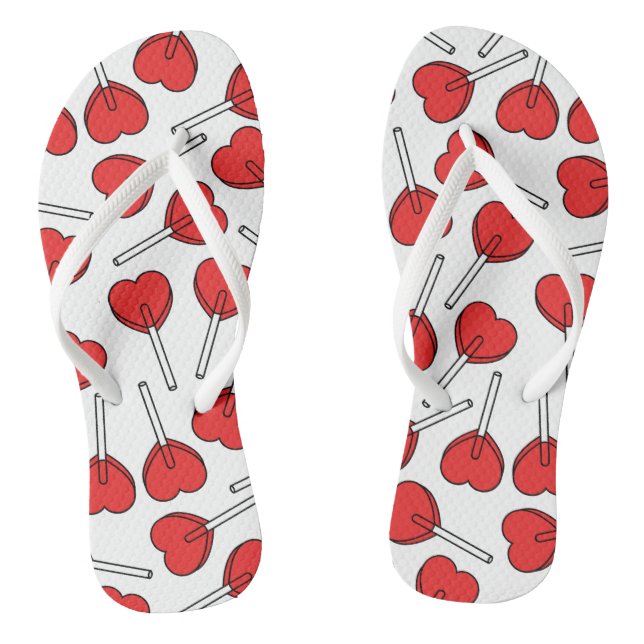 Tongs Sucettes rouges, sucettes en forme de cœur, motif  (Semelle)