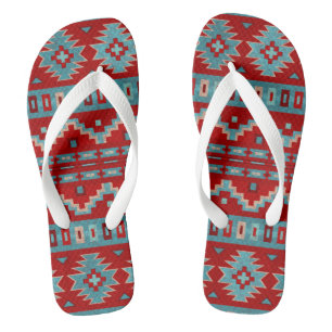 Tongs Sud-Ouest Mesas Turquoise & Rouge