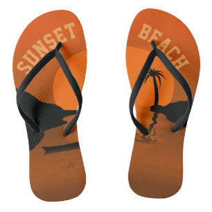 Tongs Sunset Beach Tropical Orange Sunset Art