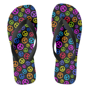 Tongs Symbole de paix coloré Motif