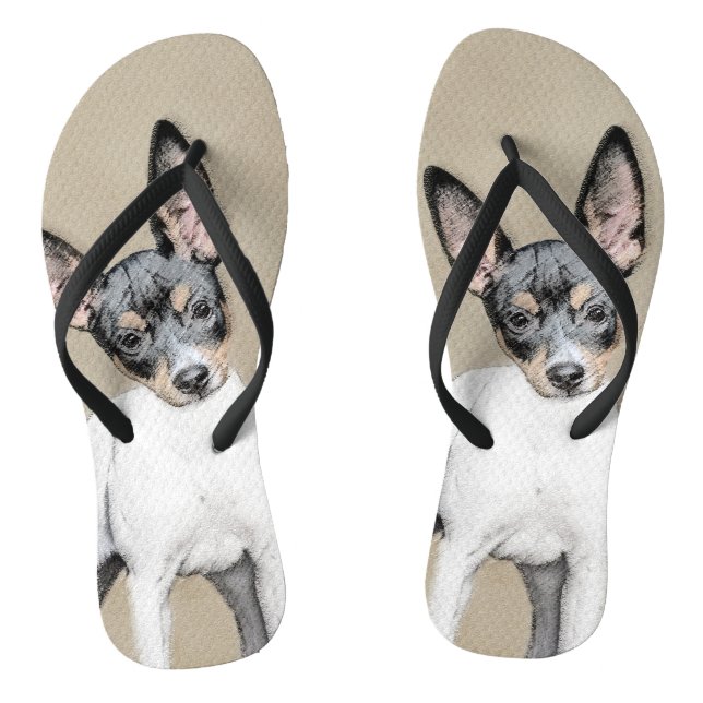 Tongs Tableau Rat Terrier - Cute Original Chien Art (Semelle)