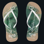 Tongs Tan vert et femme de chambre d'or Favoriser le mon<br><div class="desc">Vous allez adorer ce bronzage (également disponible en blanc dans ma collection) arrière - plan avec cadre aquarelle vert et or géométrique avec des textures de parties scintillant or. Idéal pour vos salles mariages !</div>