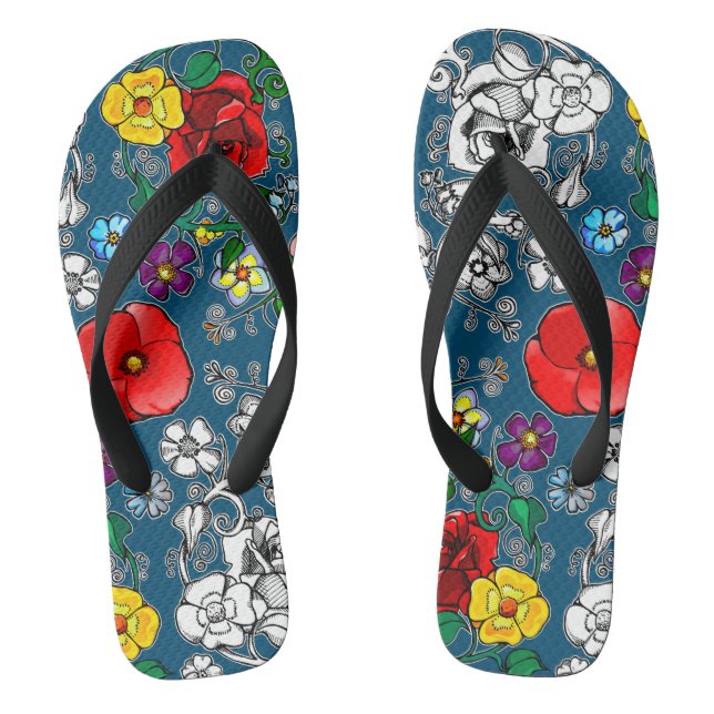 Tongs Tapis de fleurs au coquelicot (Semelle)