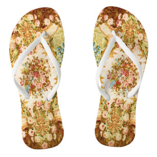 Tongs Tapisserie française florale rose baroque victorie