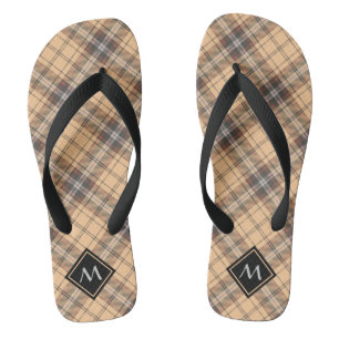 Tongs Tartan beige et Brown
