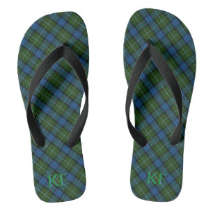 Tongs Tartan officiel Fergusson avec monogramme / initia