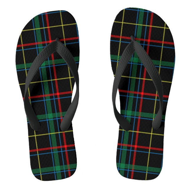 Tongs Tartan plaid motif, vert et rouge, (Semelle)