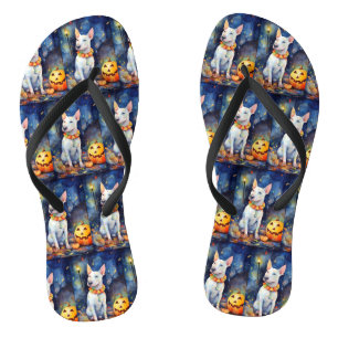 Tongs Taureau d'Halloween avec la peur Citrouille