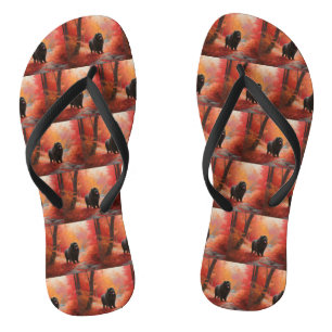 Tongs Terre-Neuve en automne Les feuilles qui tombent in