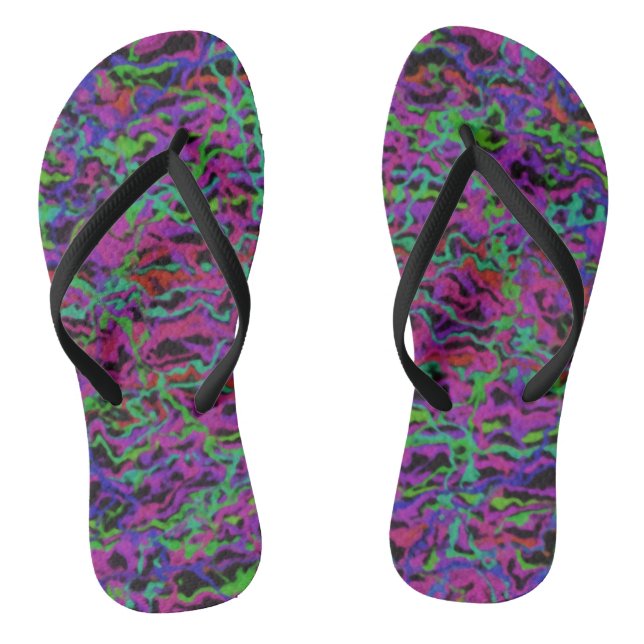 Tongs Texture Abstrait Multicolore Vibrant (Semelle)