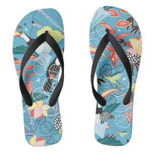 Tongs Texture tropicale avec Toucans et Hummingbirds