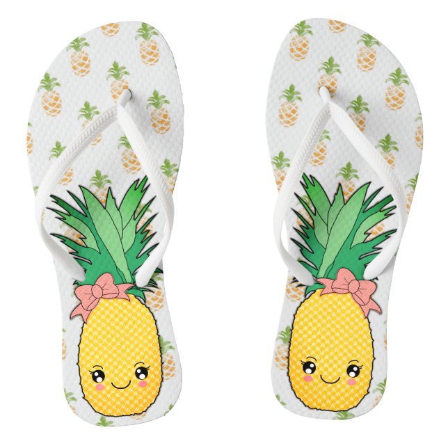 Tongs Thème Tropical Kawaii Pineappy Coastal Fruit Food (Semelle)