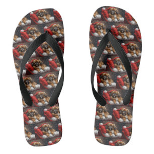 Tongs Tibétain Épagneul Chien Noël Festif
