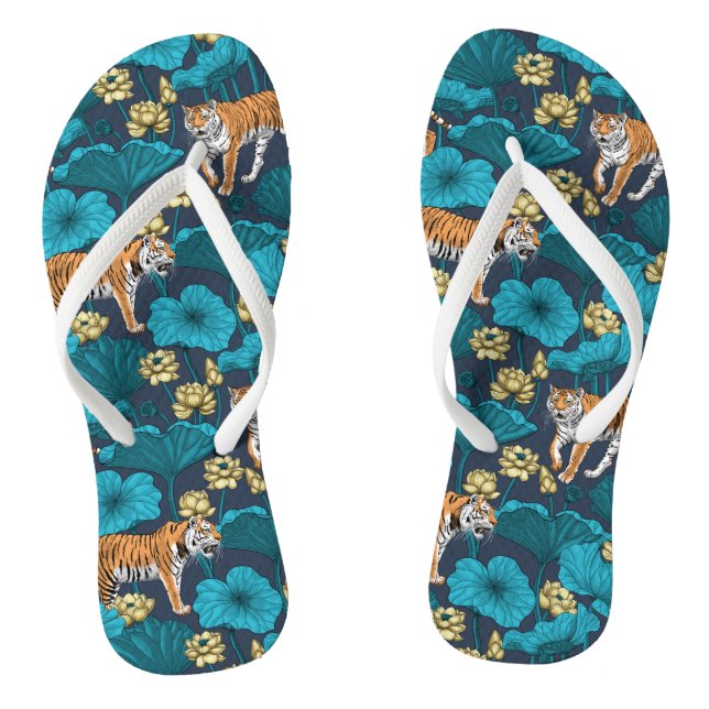 Tongs Tigres dans l'étang jaune de lotus (Semelle)