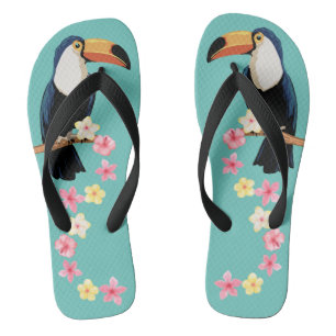 Tongs Toucan aux fleurs tropicales