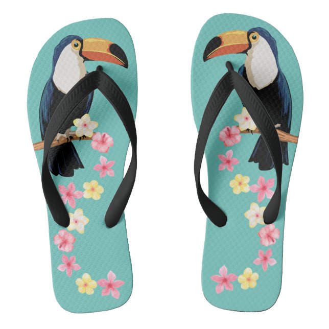 Tongs Toucan Avec Fleurs Tropicales (Semelle)