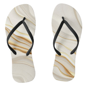 Tongs "Tourbillons de marbre doré et crème opulent"