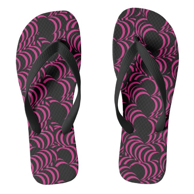 Tongs Tourbillons de tunnel abstrait rose noir (Semelle)