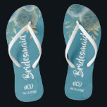 Tongs Tourquoise et or Floral Bridesmaid Favoriser<br><div class="desc">Vous aimerez ces flores d'aquarelles turquoise foncé et or,  dessinées dans des textures de feuille d'or. Idéal pour les cadeaux de demoiselle d'honneur !</div>