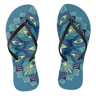 Tongs Trippy Psychedelic Eyes Floral Surreal Art