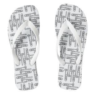 Tongs Trombone Gris Motif Hachuré Blanc