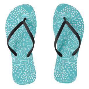 Tongs Turquoise bleu Boho Mandala