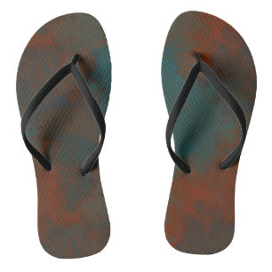 Tongs Turquoise et Abstrait Rouille