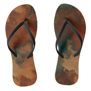 Tongs Turquoise et Marbre Abstrait Rouille
