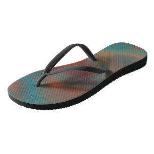 Tongs Turquoise et Marbre Abstrait Tourbillon Rouille