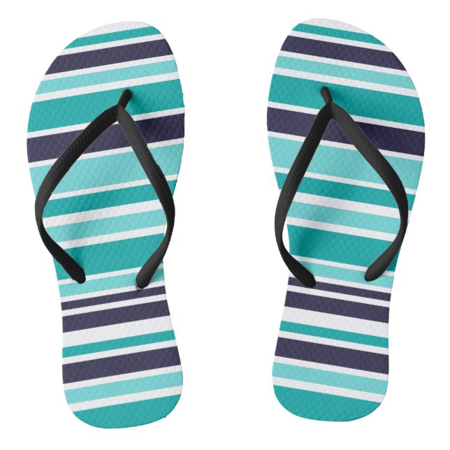 Tongs Turquoise et rayures bleu foncé (Semelle)