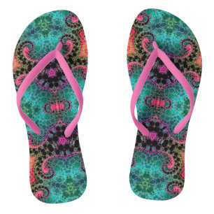 Tongs Turquoise rose pâle Abstrait