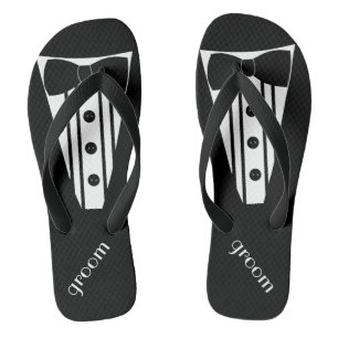 Tongs Tuxedo Flip Flops   Mariage de plage de Grooms