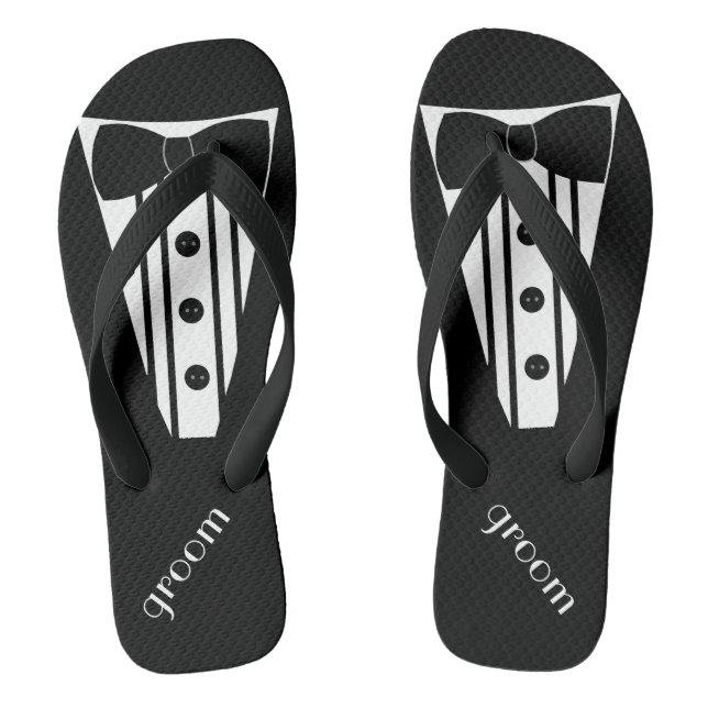 Tongs Tuxedo Flip Flops | Mariage de plage de Grooms (Semelle)