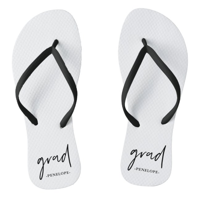 Tongs Typographie noir et blanc et nom (Semelle)