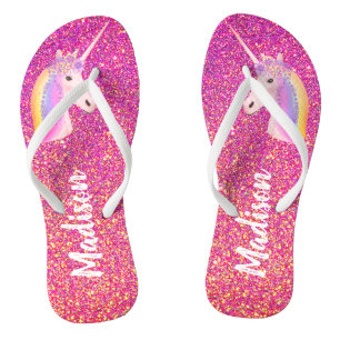 Tongs Unicorn Parties scintillant rose étincelles Person