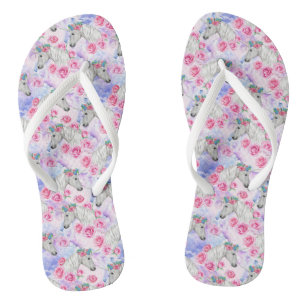 Tongs Unicorns et Roses Motif