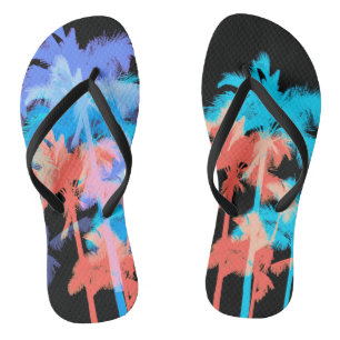 Tongs Vague de chaleur tropicale Palmiers hawaïens néon