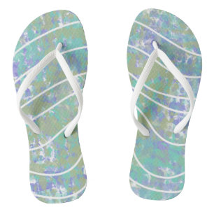 Tongs Vagues blanches Abstraites vert Aqua violet