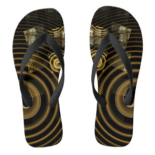 Tongs Vagues dorées hypnotiques Art abstrait moderne