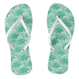 Tongs Vagues japonaises vintages, Jade Green et White