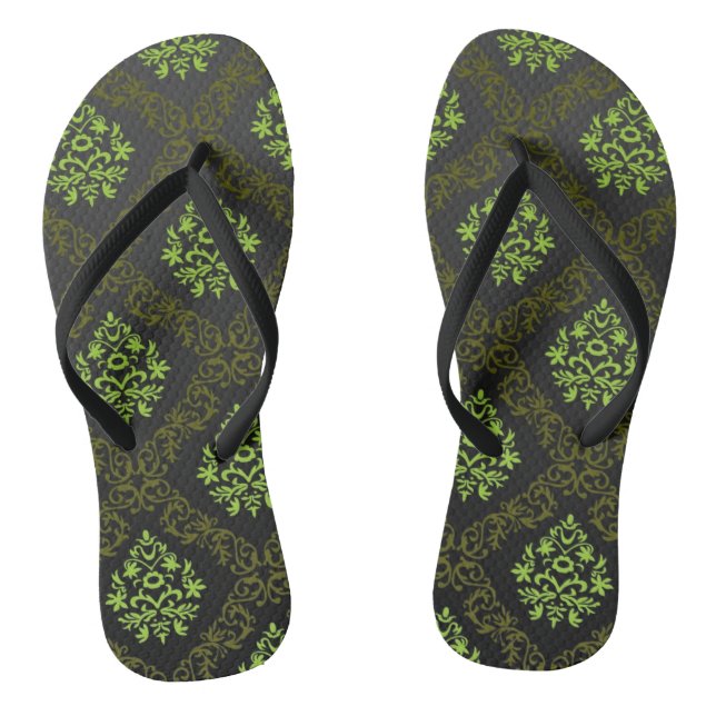 Tongs Vert floral de papier peint (Semelle)