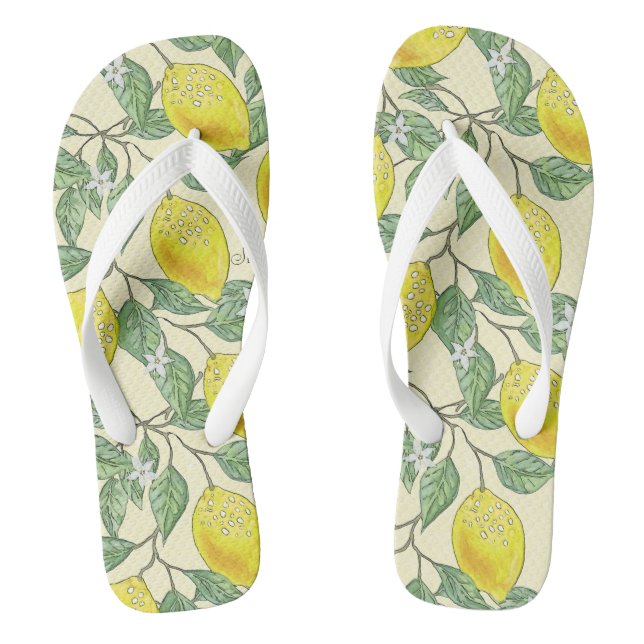 Tongs Vintage Citrons Été Citrus Motif de fruits (Semelle)