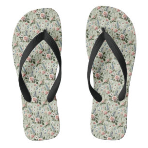 Tongs Vintage Pastel Floral Motif botanique