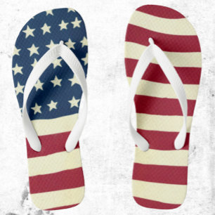 Tongs Vintage Patriotic American Flag, Fourth of July