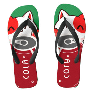 Tongs vintage rétro heureux trois chats avec cola