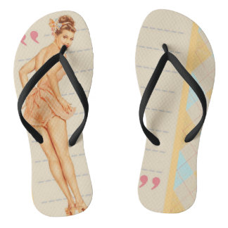 Tongs Vintage Retro Pin-up Girl Flip Flops