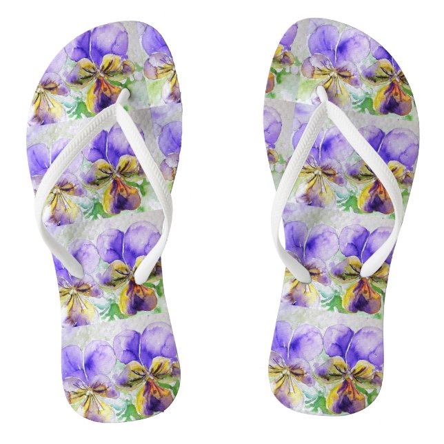 Tongs Violette Viola Pensées Floral Fleurs Dames (Semelle)