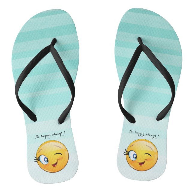 Tongs Visage d'Emoji clin d'œil adorable - Soyez heureux (Semelle)